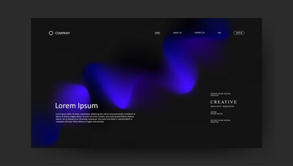 Abstract wave futuristic design of landing page. retro gradient mesh website design