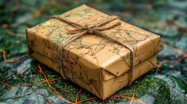 A Gift Wrapped in Nostalgia: A Vintage Map-Themed Present