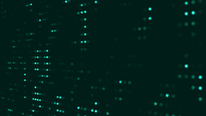 Green technology shines brightly with teal lights on a dark green background