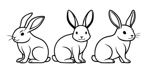 Obraz premium Cute bunny rabbit outline And line art sketch vector illustration