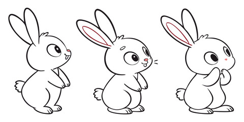 Cute bunny rabbit outline sketch vector illustration