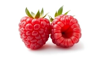 ripe raspberry isolated on white background