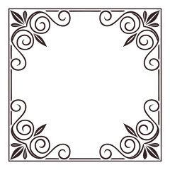 Decorative corner frame black color with white background