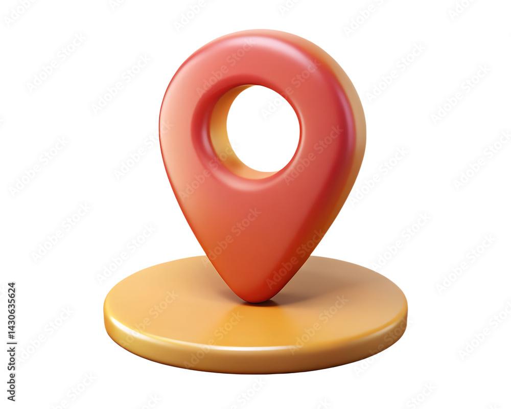 Poster 3d render of location pin pointer on stand navigation symbol place indicator glossy realistic 3d ill