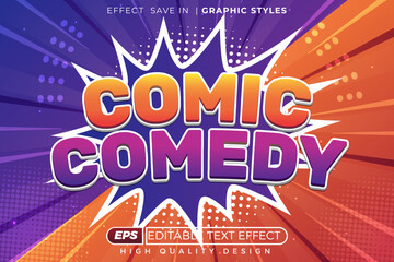 Comic Comedy Editable Text Effect – Pop Art Style with Halftone Burst Background