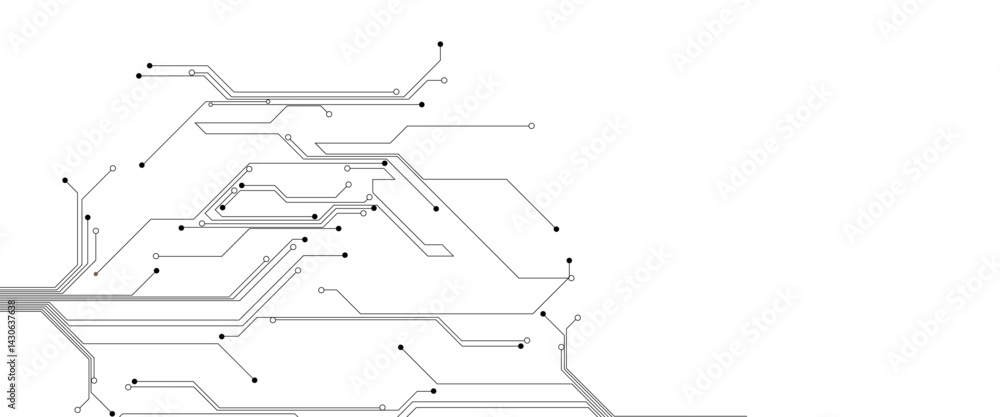Aufkleber Abstract digital technology futuristic internet network speed connection white and black background. Technology background with crossed lines and dots.