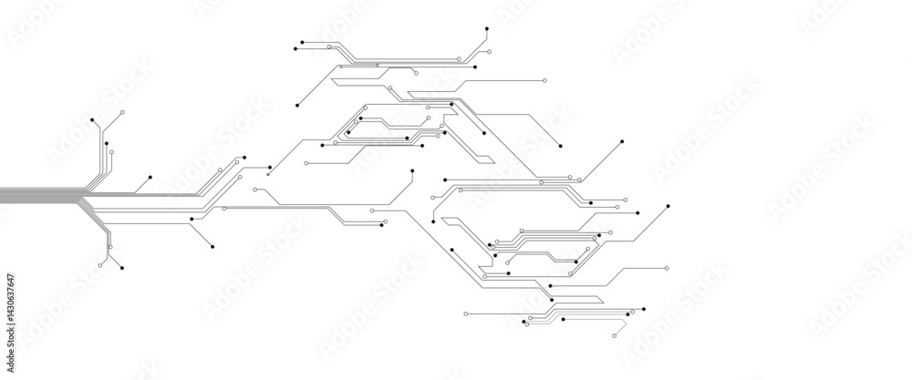 Aufkleber Abstract digital technology futuristic internet network speed connection white and black background. Technology background with crossed lines and dots.