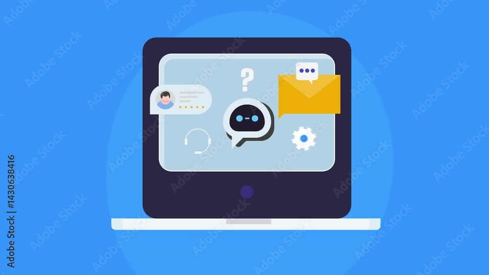 Poster smart robot ai agent taking care of online customer service business solution, artificial intelligen