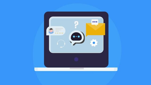 Smart robot AI agent taking care of online customer service business solution, artificial intelligence technology concept.