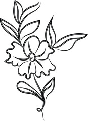 Elegant Line Art Flower Design Botanical Illustration