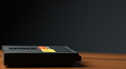 Vintage 5.25 Inch Floppy Disk Drive on Wooden Table Retro Computing Technology