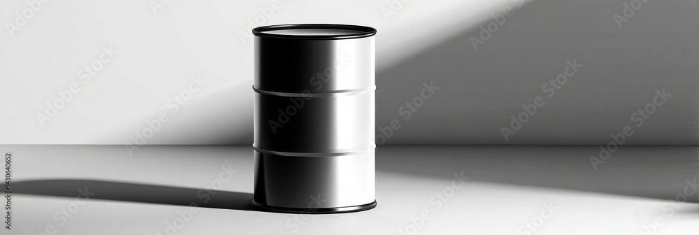 Aufkleber Glossy Barrel With Clean Label Mockup Casting Shadows in Minimalistic Setting