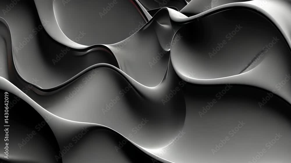 Poster flowing black shapes intertwine, showcasing an intricate design that captivates the viewer's attenti