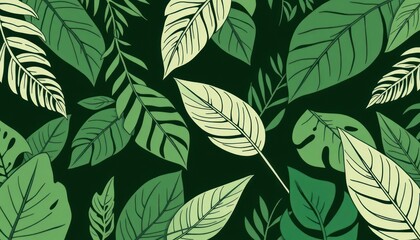 Obraz premium Tropical Leaf Pattern. Lush green leaves