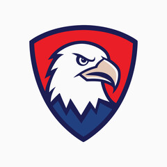 Eagle Mascot Logo in Shield Vector Art - Flat Minimalist Eagle Logo Design Illustration