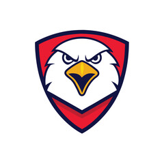 Eagle Mascot Logo in Shield Vector Art - Flat Minimalist Eagle Logo Design Illustration