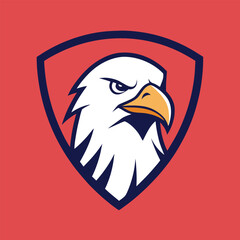 Eagle Mascot Logo in Shield Vector Art - Flat Minimalist Eagle Logo Design Illustration