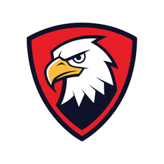 Eagle Mascot Logo in Shield Vector Art - Flat Minimalist Eagle Logo Design Illustration