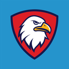 Eagle Mascot Logo in Shield Vector Art - Flat Minimalist Eagle Logo Design Illustration