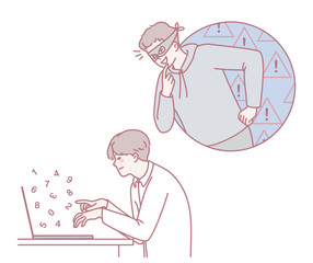 An illustration that shows the importance of online safety and cybersecurity when using a computer system