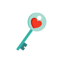 Key with Heart Cutout isolated on transparent background