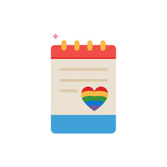 Love Notepad with Rainbow Paper isolated on transparent background