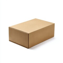 Cardboard rectangular box closed isolated on white background