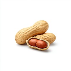 Three peanuts isolated close up isolated on white background