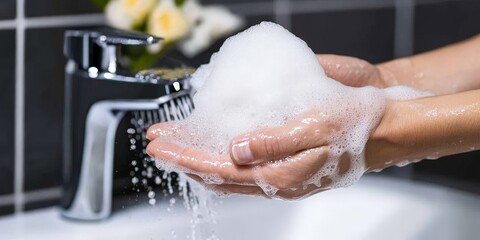 Fototapeta premium Promoting Hygiene: Hand Washing for Cleanliness and Health