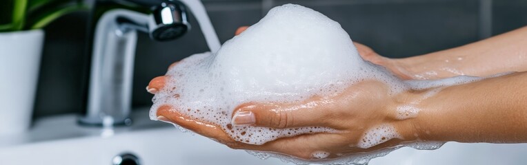 Fototapeta premium Promoting Hygiene: Hand Washing for Cleanliness and Health