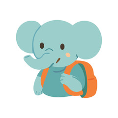 Adorable Cartoon Elephant with Backpack - Back to School Illustration
