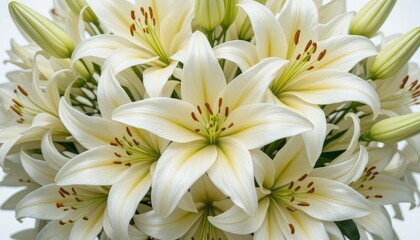 Fototapeta premium Blooming White Lily Bouquet Floral Arrangement Close-up