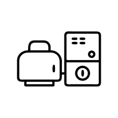 Minimalistic gas tank and engine illustration in black and white  