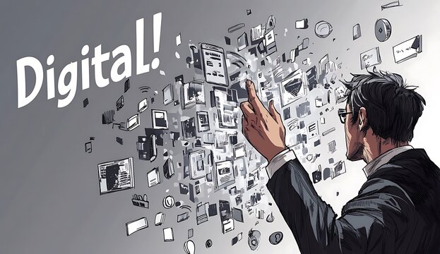AI Artificial Intelligence technology for data analysis, research, planning, and work generate. Man uses a laptop and AI assistant dashboard. Technology smart robot AI agents and agentic workflows	 - Powered by Adobe