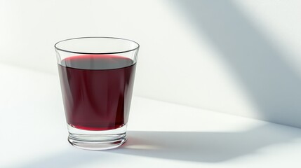 Red liquid in a clear glass