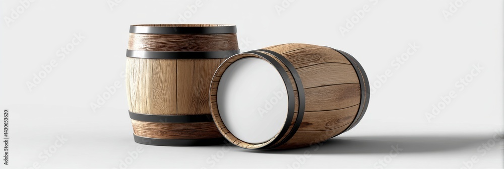 Aufkleber glossy barrel mockup featuring clean labels and distinctive shadows for product display or design pr
