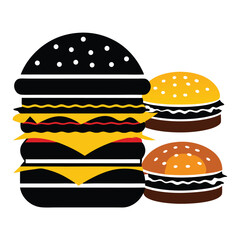 American hamburgers set isolated shilhotee vector on white background