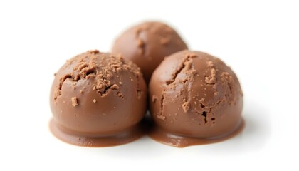 chocolate ice cream balls isolated on white background