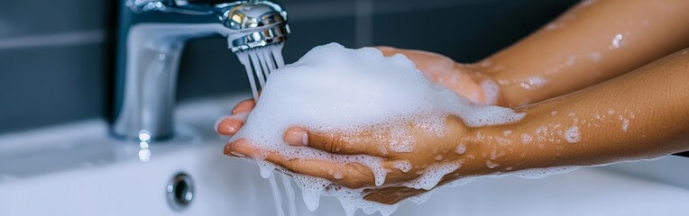 Fototapeta premium Promoting Hygiene: Hand Washing for Cleanliness and Health
