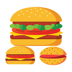 American hamburgers set isolated shilhotee vector on white background