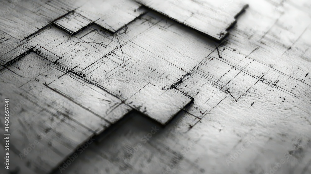 Poster abstract metallic texture with layered geometric patterns and etched lines.