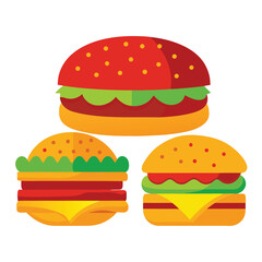 American hamburgers set isolated shilhotee vector on white background