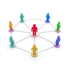3d network of people connected isolated on white background