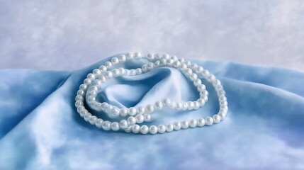 Elegant Pearls Draped on Soft Satin Fabric for Timeless Beauty