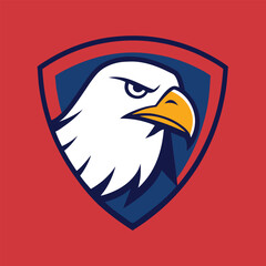 Eagle Mascot Logo in Shield Vector Art – Flat Minimalist Eagle Logo Design