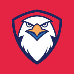 Eagle Mascot Logo in Shield Vector Art – Flat Minimalist Eagle Logo Design