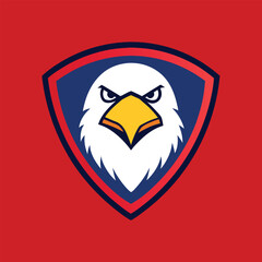 Eagle Mascot Logo in Shield Vector Art – Flat Minimalist Eagle Logo Design