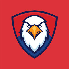 Eagle Mascot Logo in Shield Vector Art – Flat Minimalist Eagle Logo Design