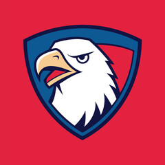 Eagle Mascot Logo in Shield Vector Art – Flat Minimalist Eagle Logo Design