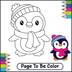 Adorable Cute Penguin Coloring Page